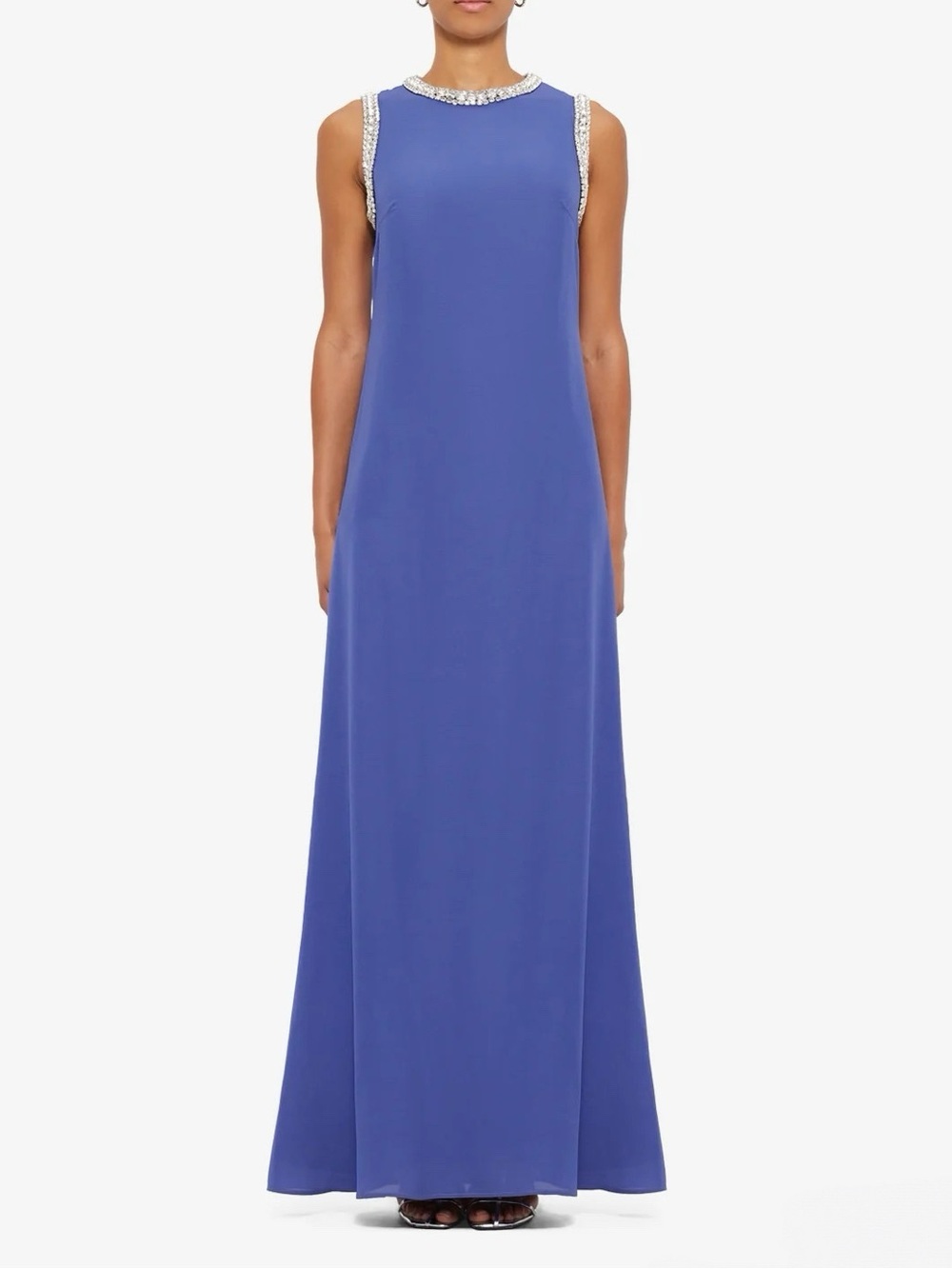 LEO LIN Sylvette Blue Hand Embellished Maxi Sleeveless Dress AU8/US4 NWOT